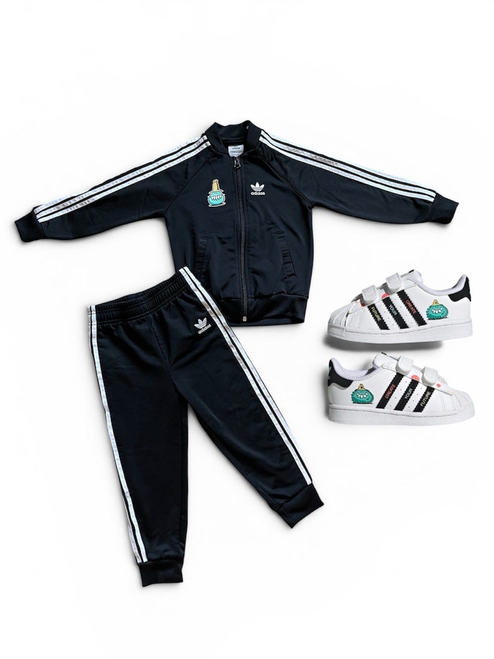 Adidas 3-Stripes Toddler Jacket Set And Shoes